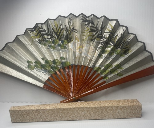 Vtg oriental wide fan bamboo - vtg,
